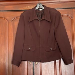 Modiano Vintage 80’s Brown Full Zipper Lined Blazer Jacket Size 16